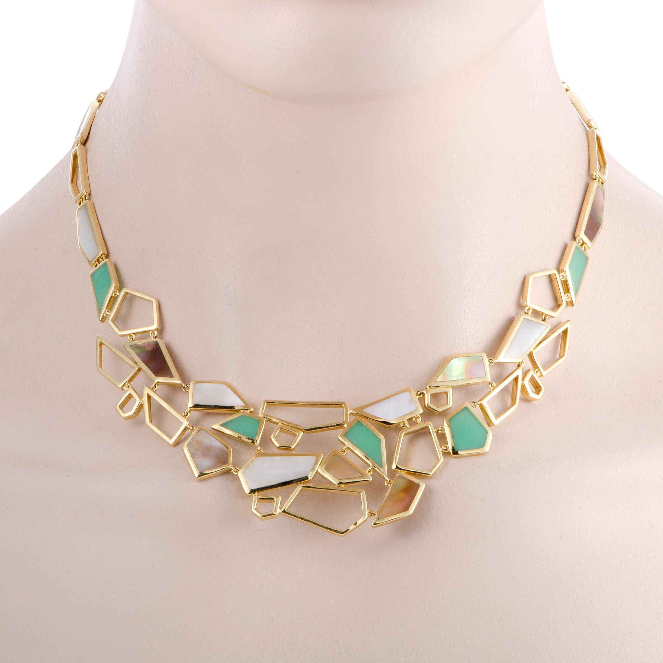 The essence of the spectacular “Rock Candy” collection from Ippolita is captured in this ravishing necklace that boasts elegant design and fashionable appeal. It is made of radiant 18K yellow gold and ingeniously decorated with attractive gems of