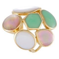 Polished Rock Candy Yellow Multicolored Stones Large Cocktail Ring