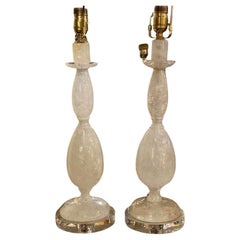 Polished Rock Crystal Lamps from Brazil on a Lucite Base