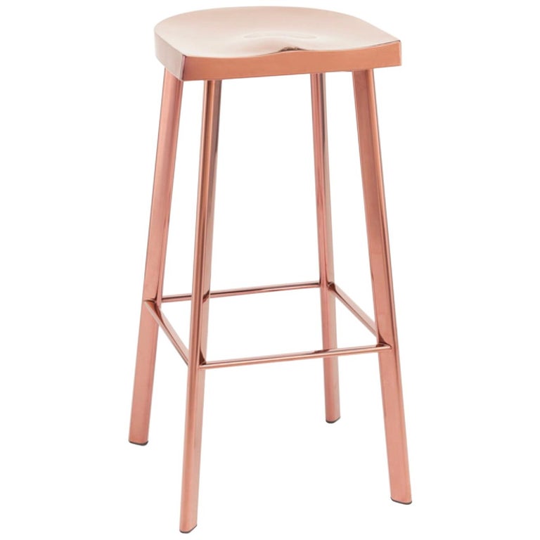 Polished Rose Gold Bar Stool For Sale at 1stDibs