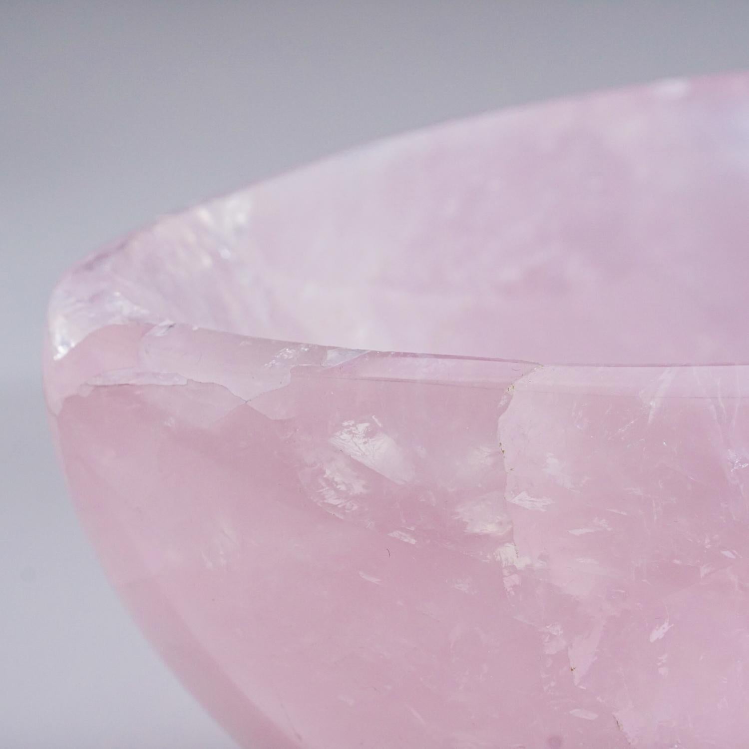 Contemporary Polished Rose Quartz Bowl from Brazil '6.4 lbs' For Sale