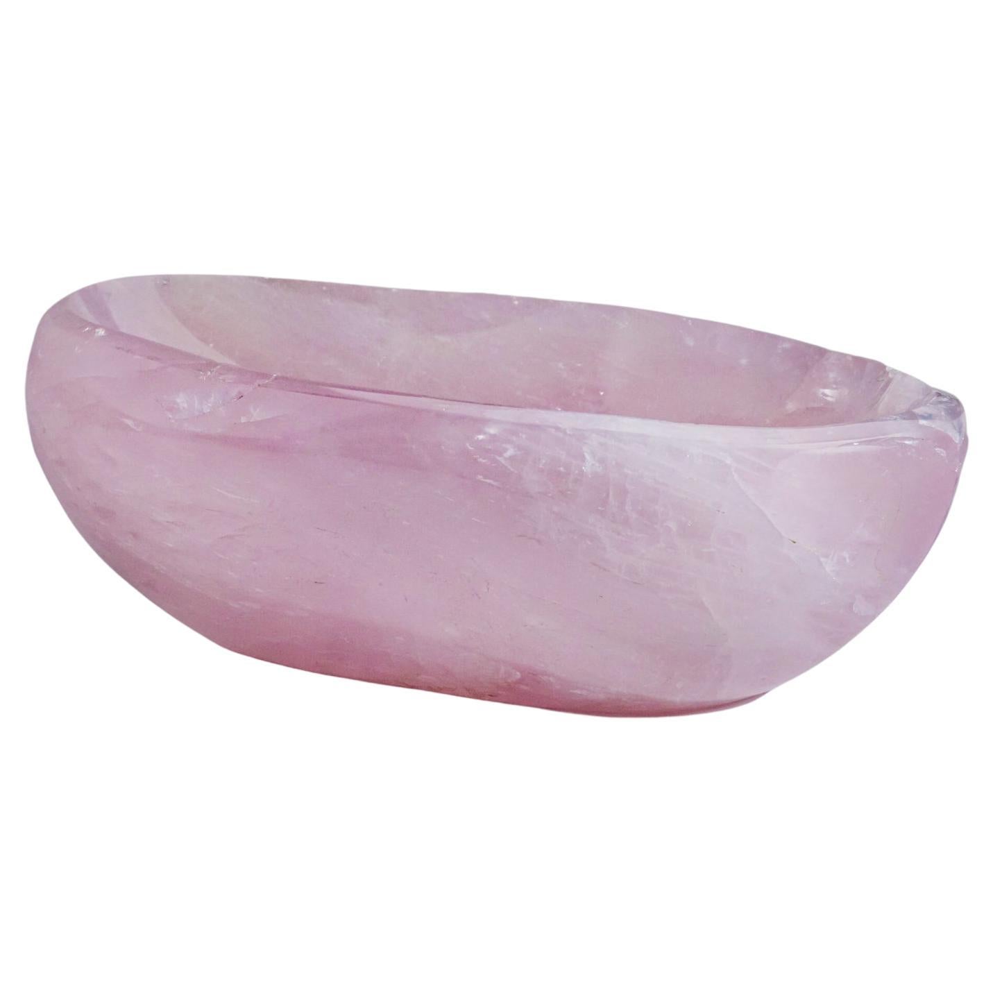 Polished Rose Quartz Bowl from Brazil '6.4 lbs' For Sale