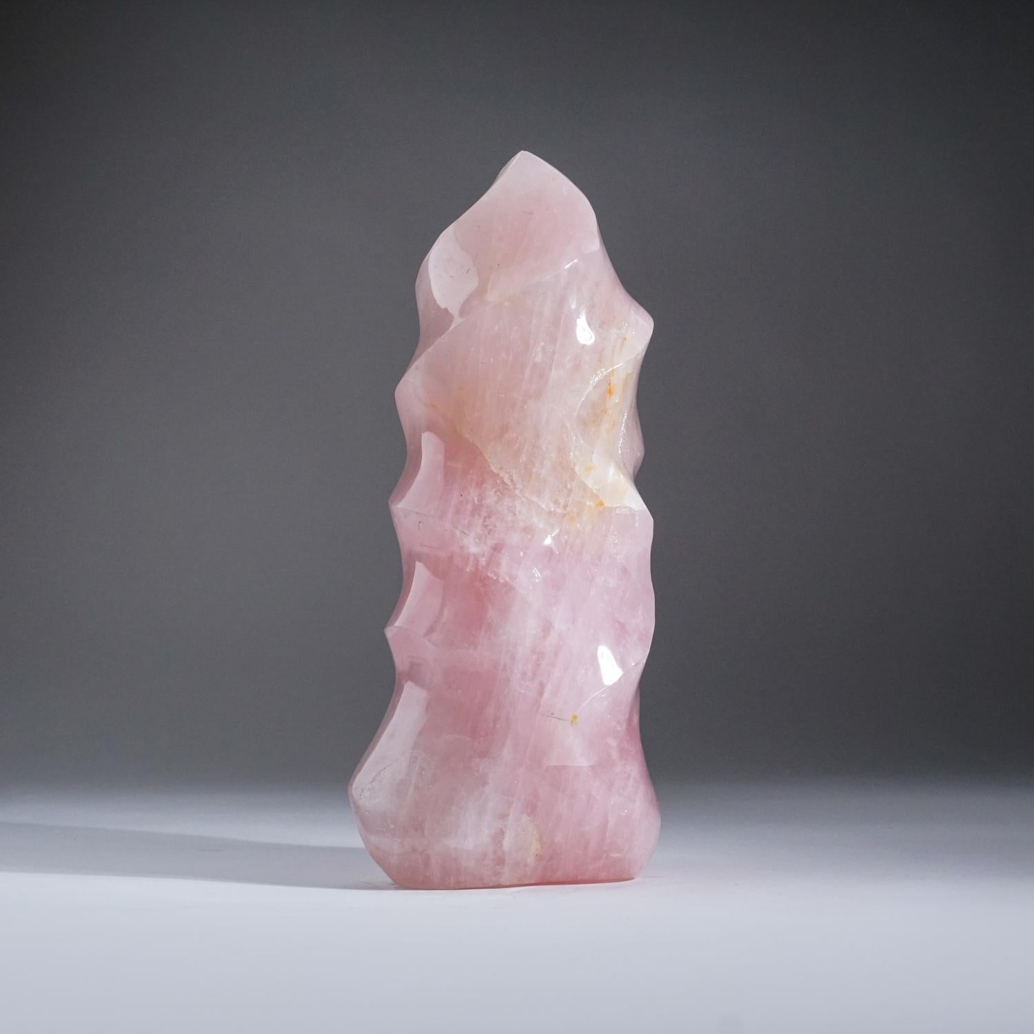 Brazilian Polished Rose Quartz Flame Freeform From Brazil (11.6 lbs) For Sale