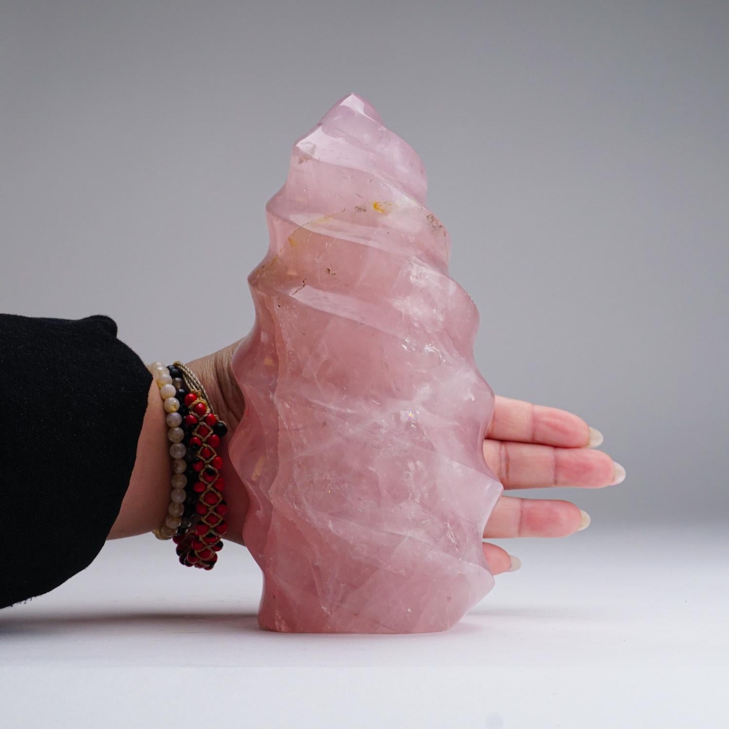 Rose Quartz Flame Stone From Brazil (4.6 lbs) In Excellent Condition For Sale In New York, NY