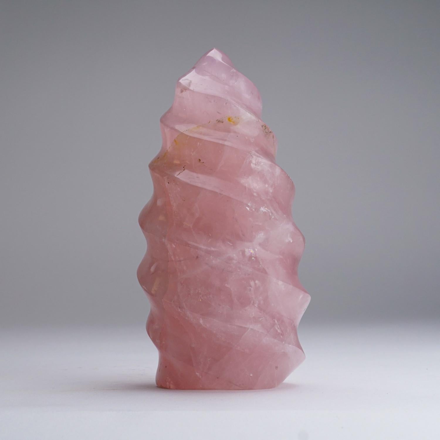 Contemporary Rose Quartz Flame Stone From Brazil (4.6 lbs) For Sale