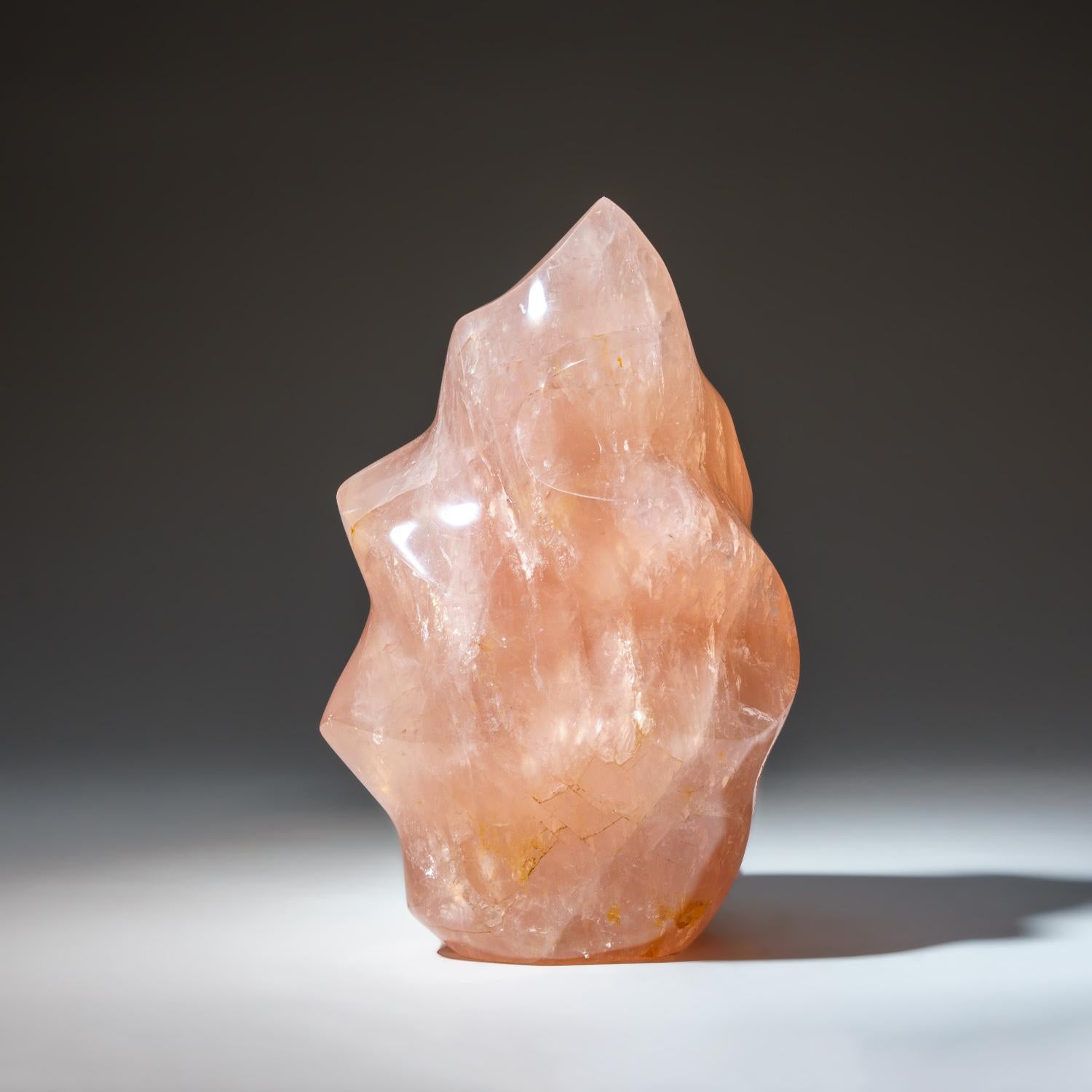 Polished Rose Quartz Flame Freeform From Brazil (7.2 lbs) In New Condition For Sale In New York, NY