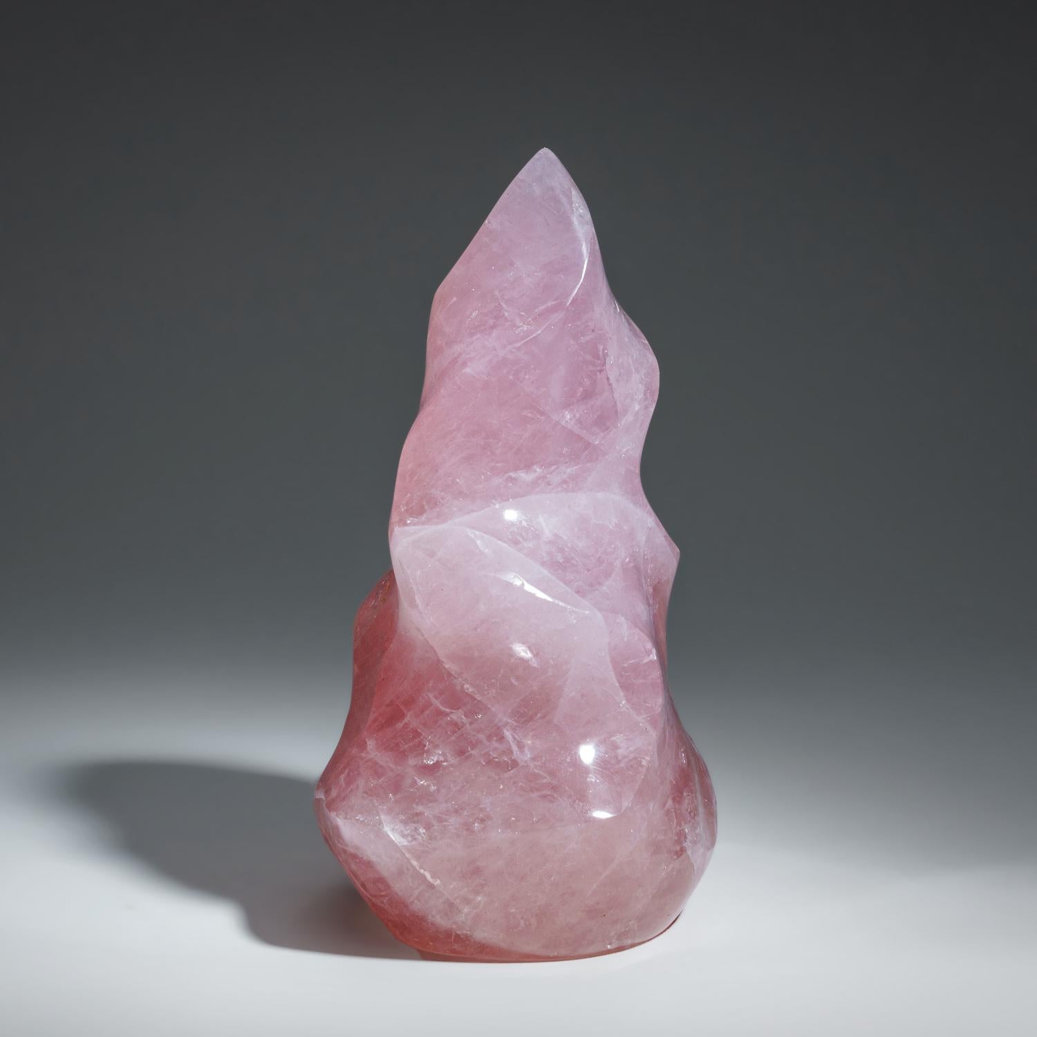 Polished Rose Quartz Flame Freeform from Brazil, '8.5 Lbs' In Distressed Condition For Sale In New York, NY