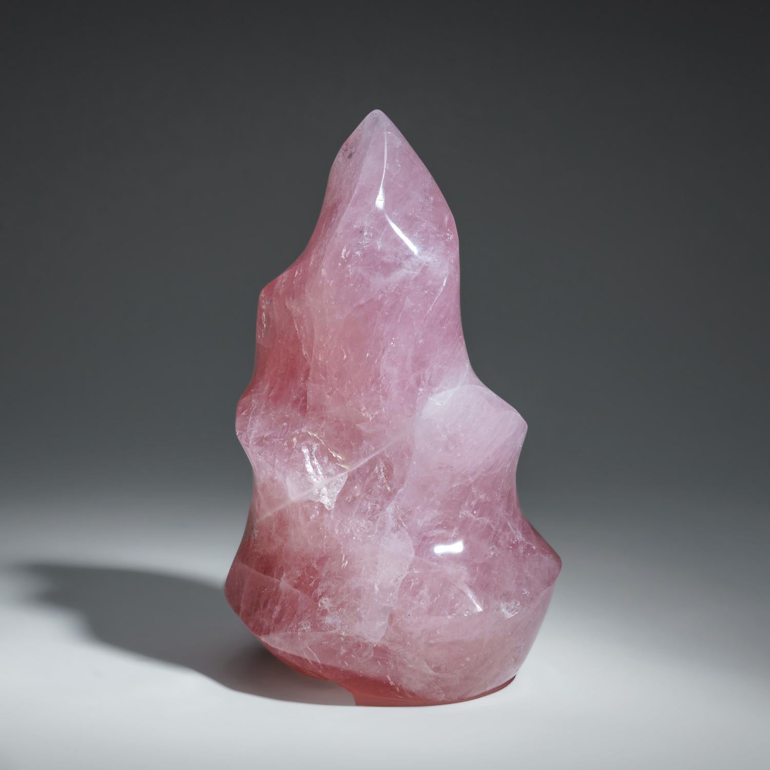 Contemporary Polished Rose Quartz Flame Freeform from Brazil, '8.5 Lbs' For Sale