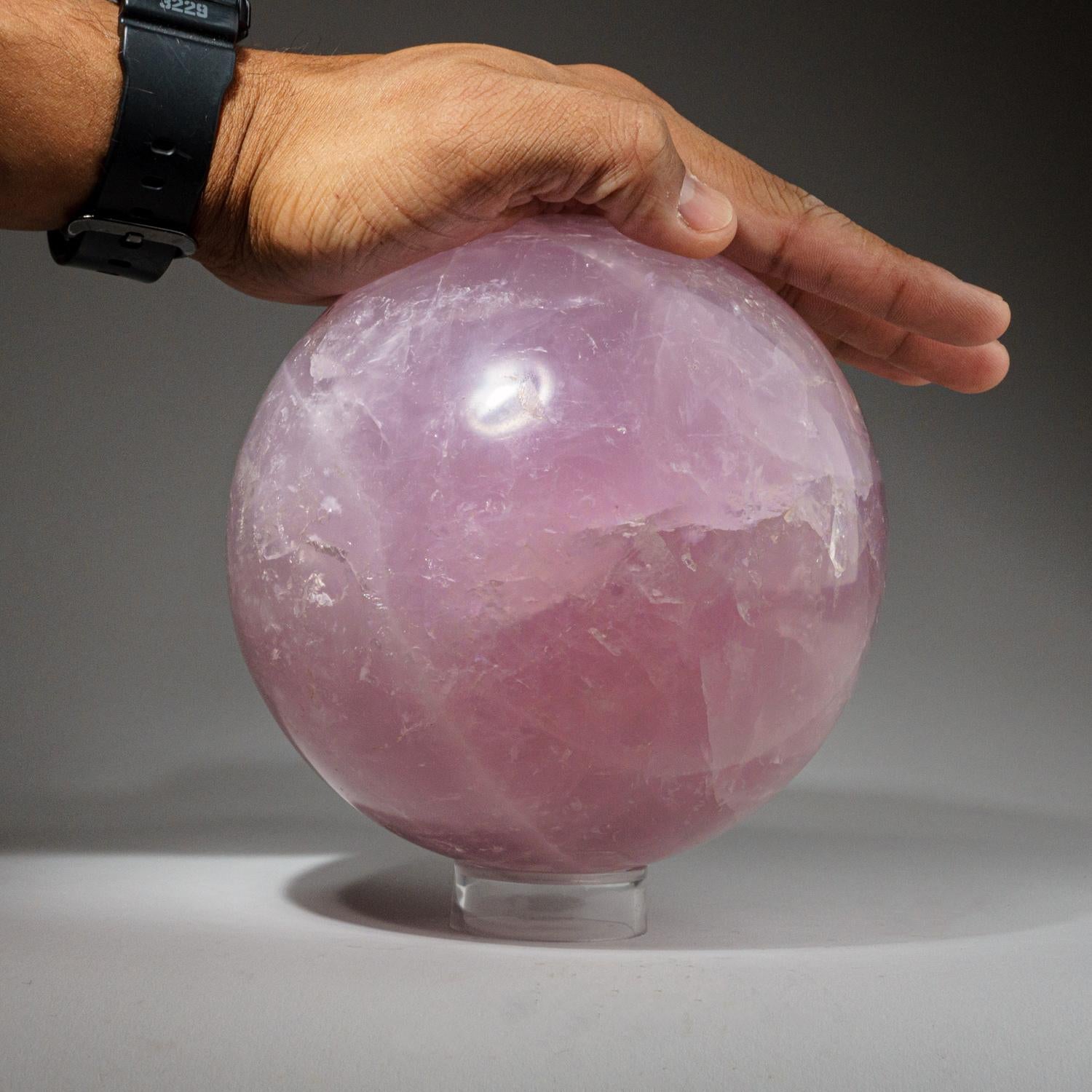 Polished Rose Quartz Sphere from Madagascar (10.2 lbs) In New Condition For Sale In New York, NY