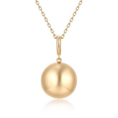 Polished Round 14K Yellow Gold Ball Pendant Necklace