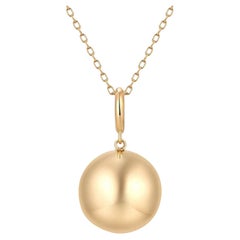 Polished Round 14K Yellow Gold Ball Pendant Necklace