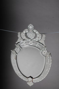 Polished round Venetian pompous wall mirror, 20th century