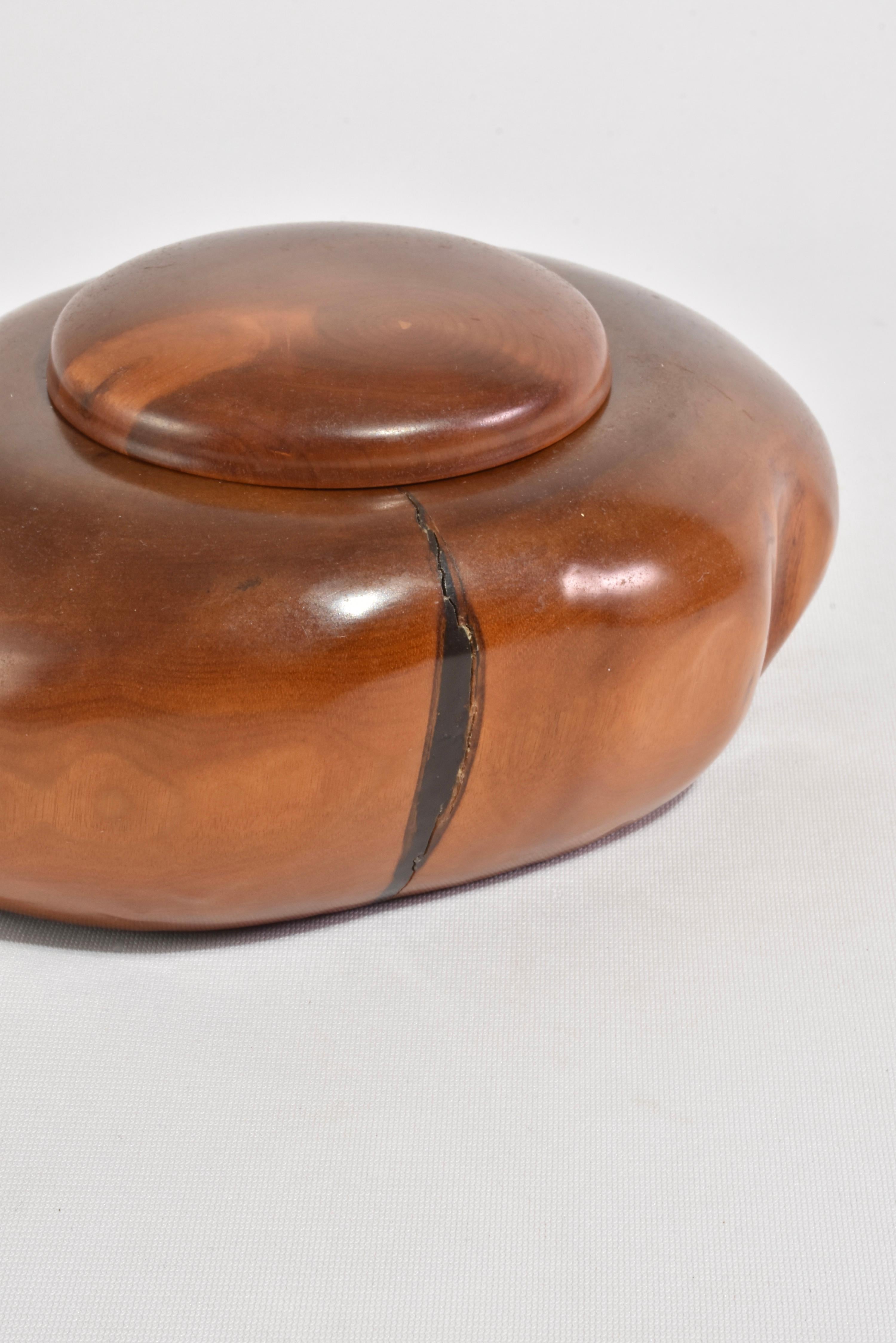 20th Century Polished Round Wooden Box For Sale