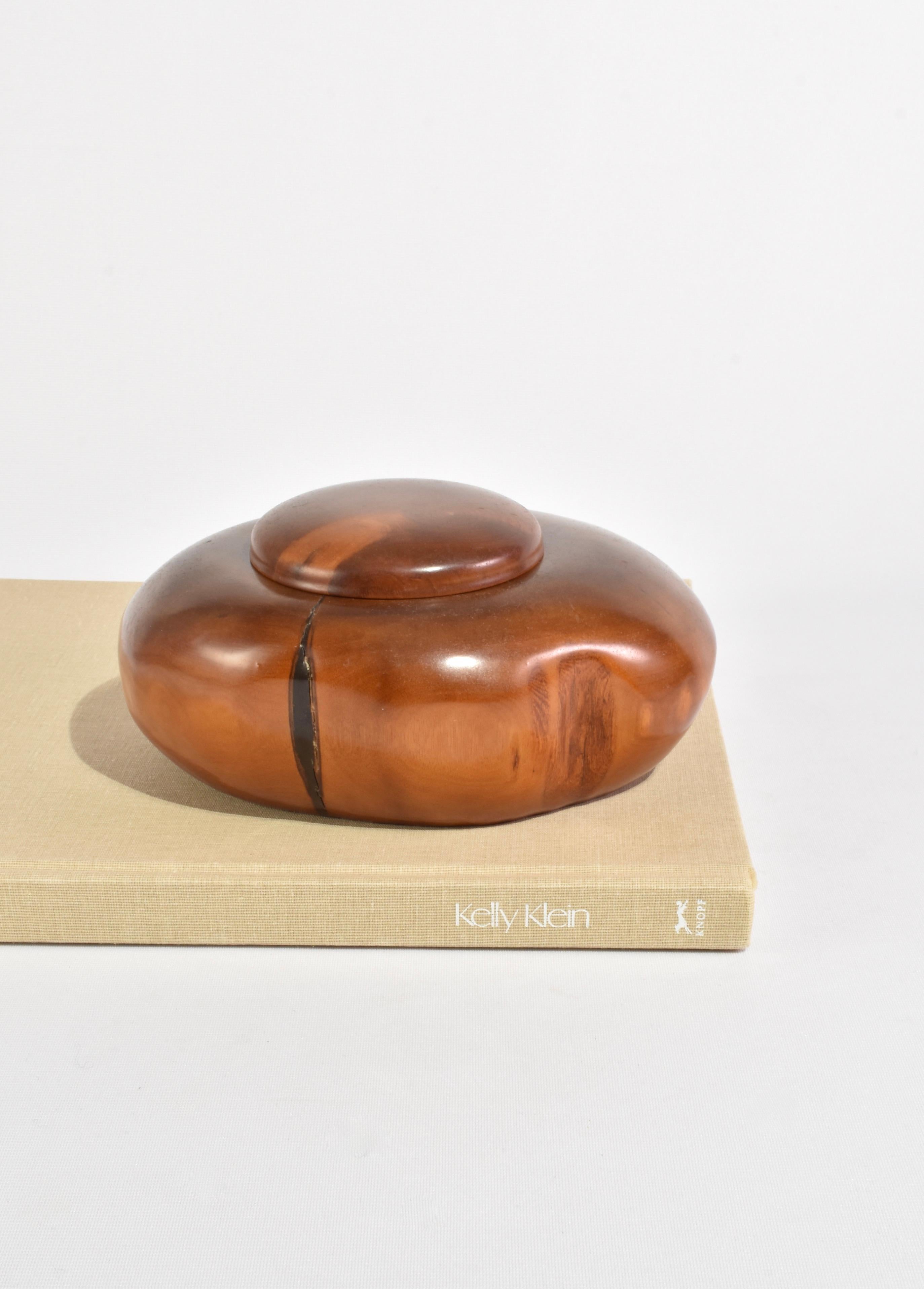 Polished Round Wooden Box For Sale 1
