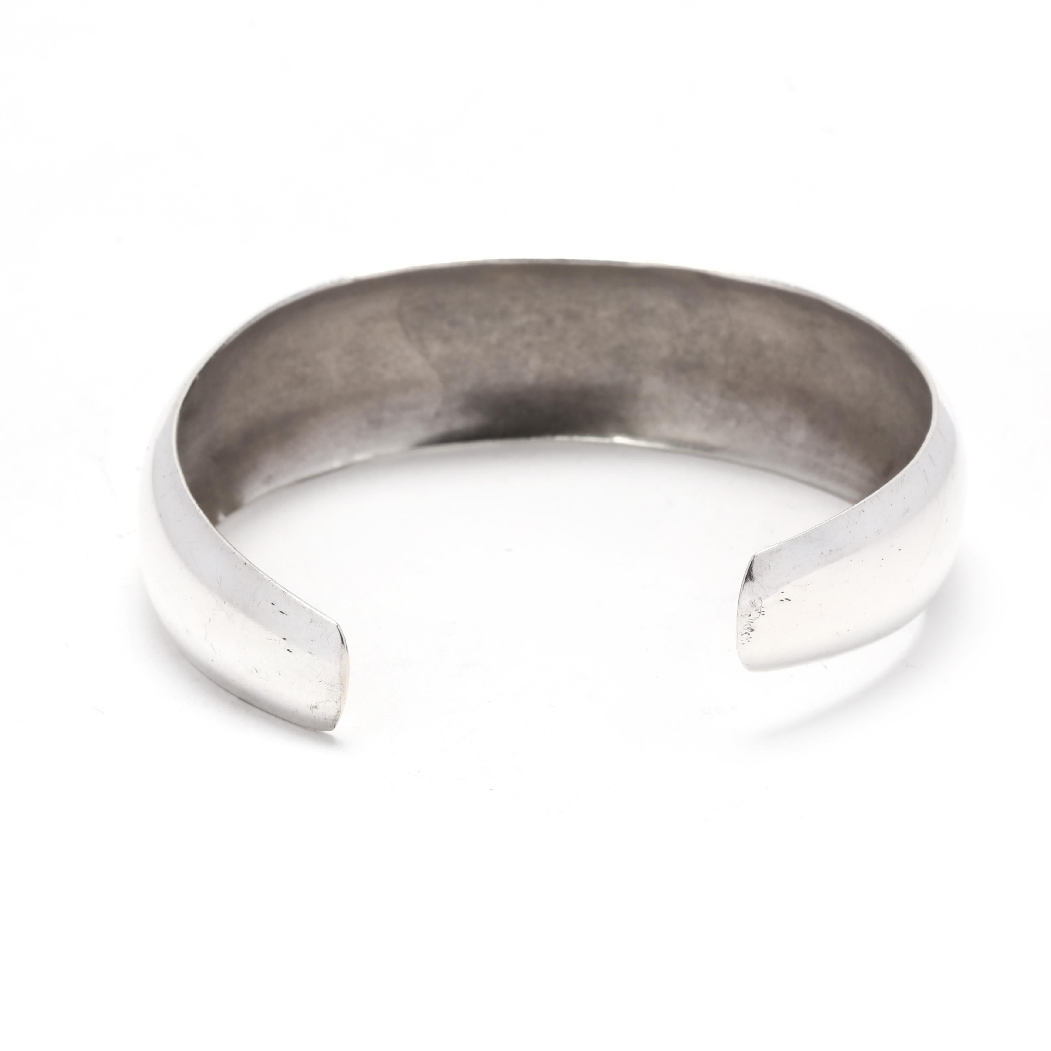 Women's or Men's Polished Rounded Cuff Bracelet, Sterling Silver, Simple Cuff For Sale