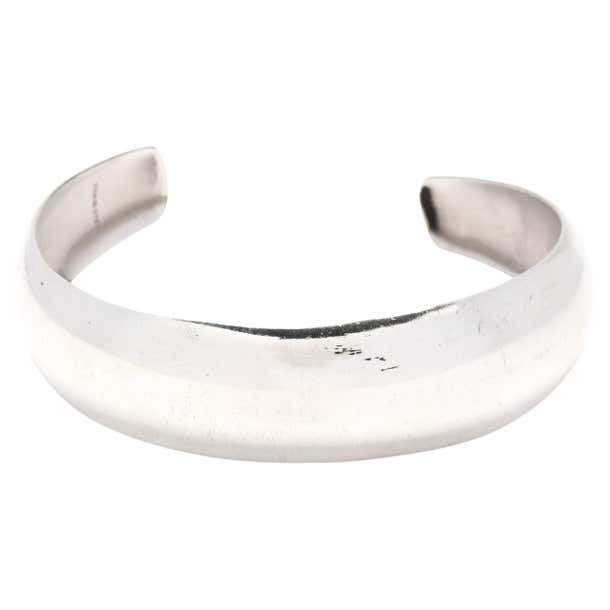 Polished Rounded Cuff Bracelet, Sterling Silver, Simple Cuff at 1stDibs