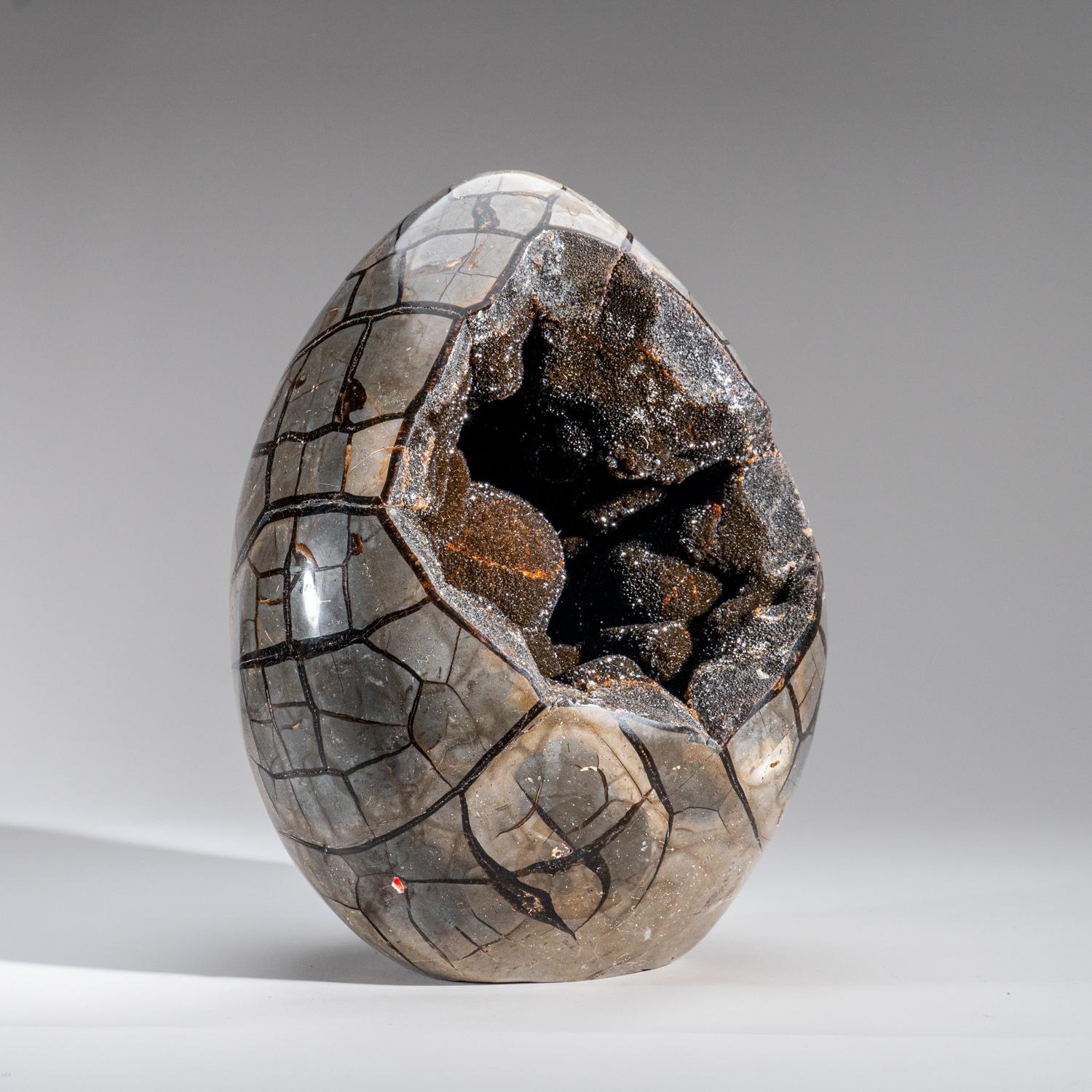 Polished Septarian Druzy Geode Egg from Madagascar (30 lbs) For Sale 6