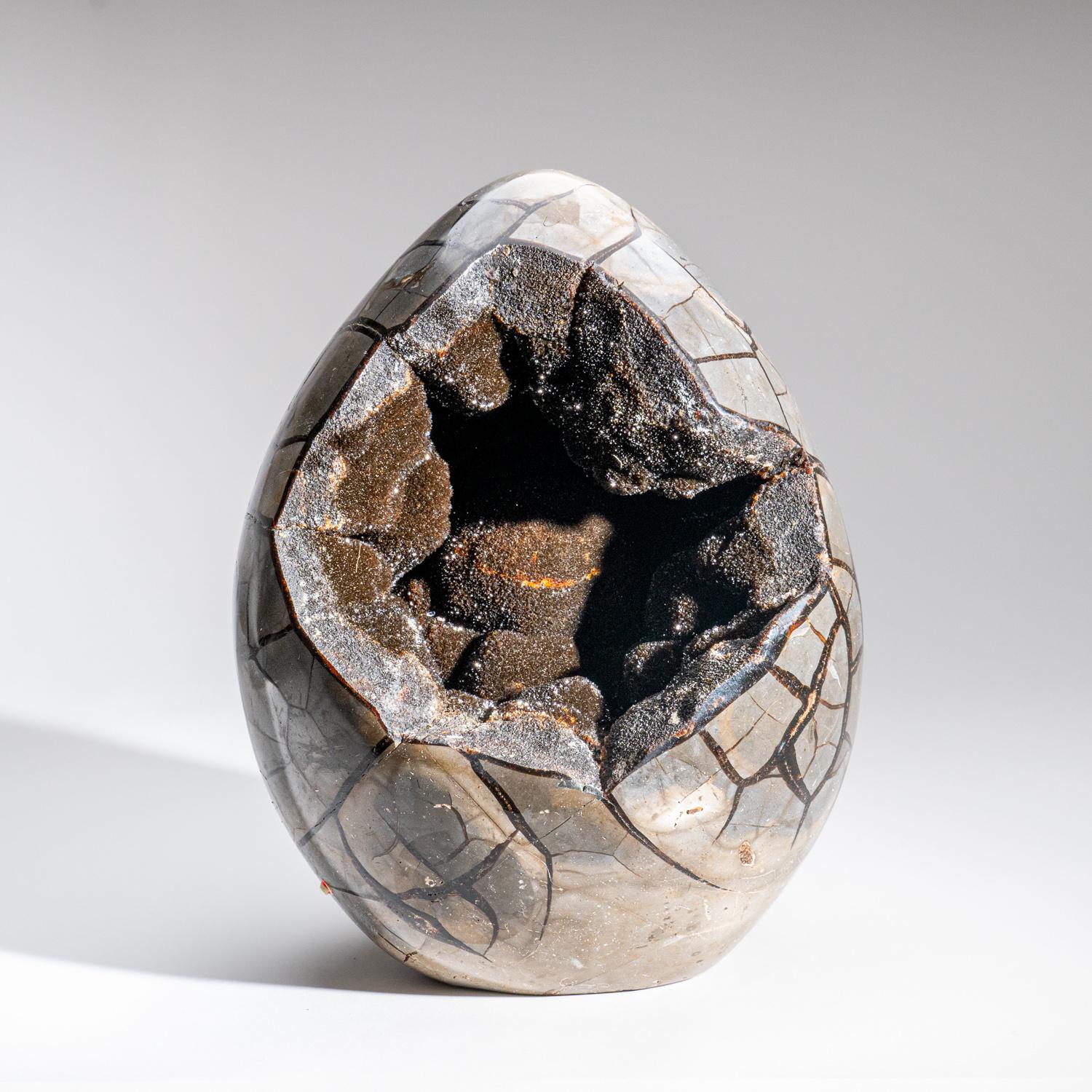 Malagasy Polished Septarian Druzy Geode Egg from Madagascar (30 lbs) For Sale