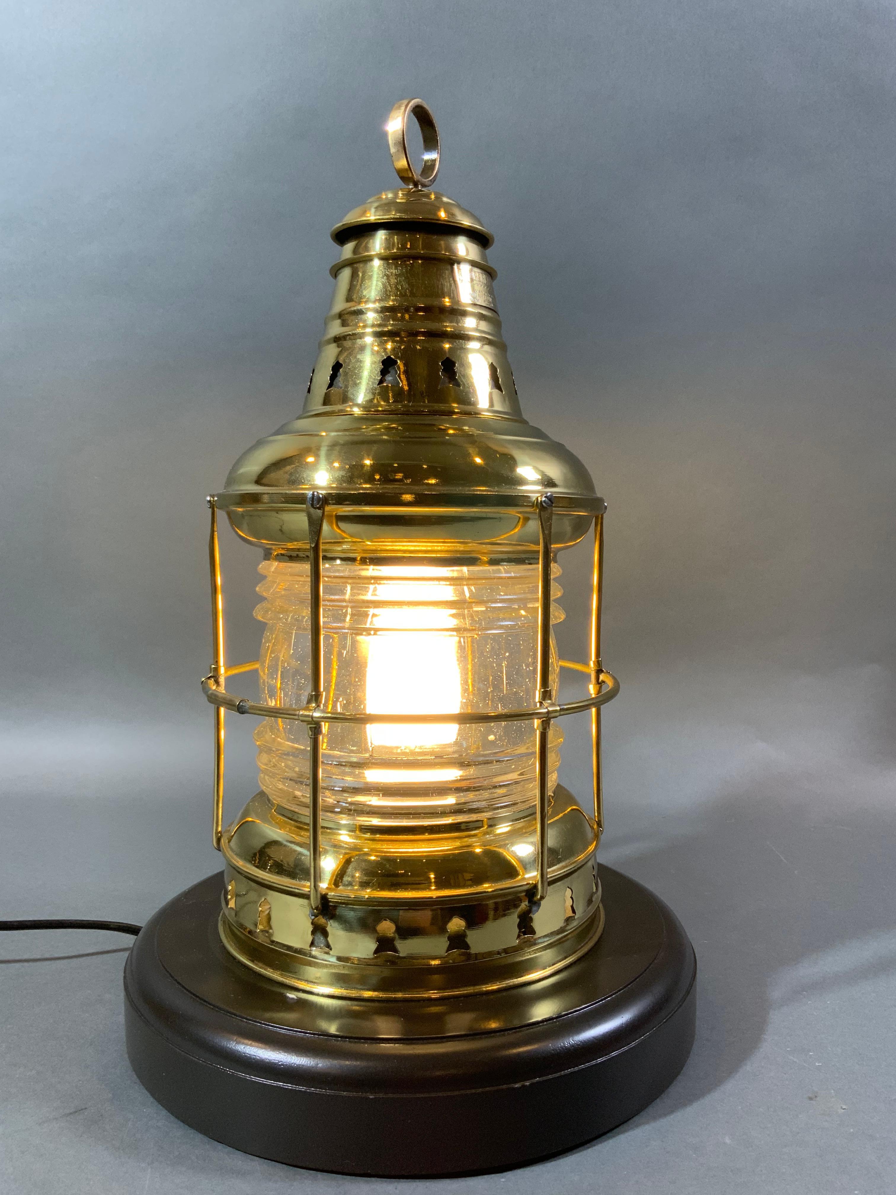 Mid-20th Century Polished Ships Anchor Lantern by Perkins Marine Lamp Corporation