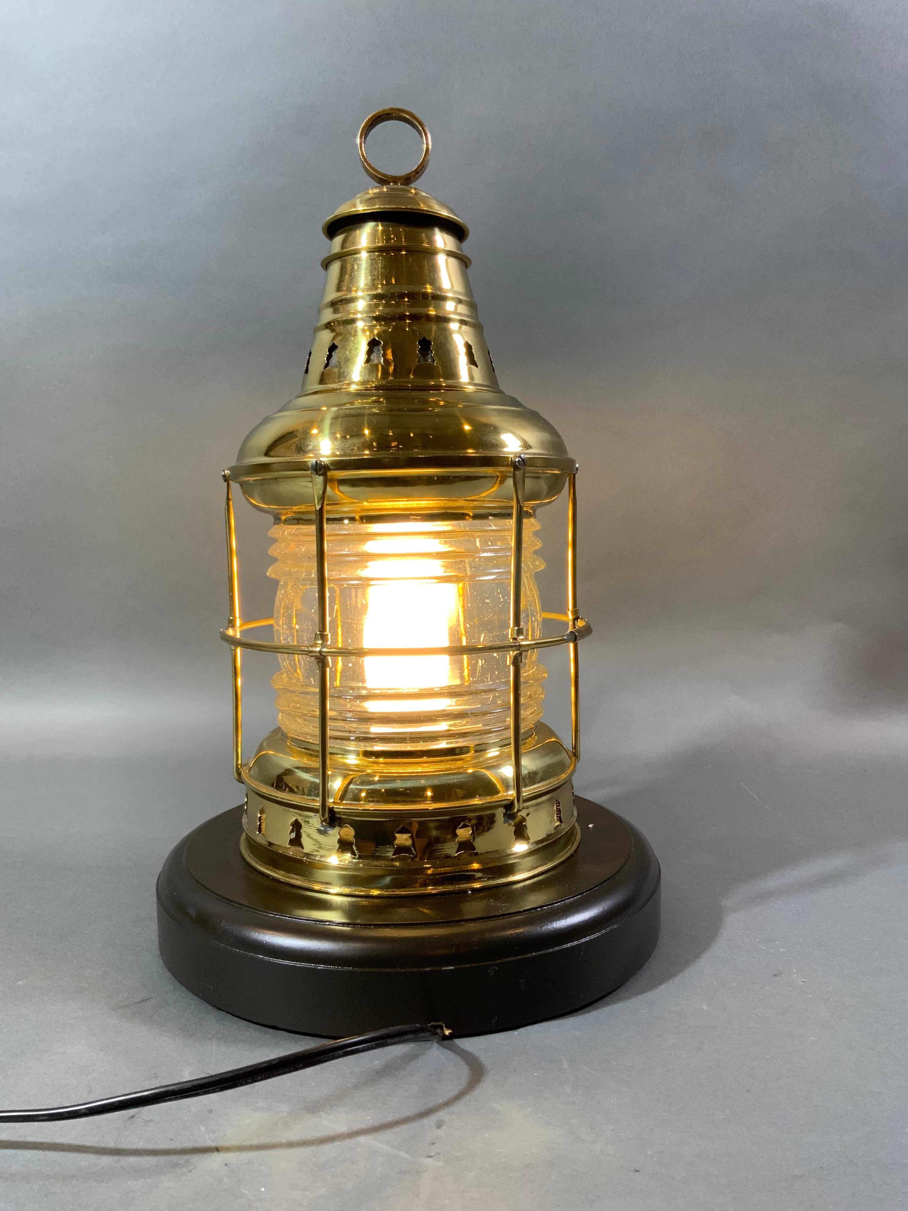 Brass Polished Ships Anchor Lantern by Perkins Marine Lamp Corporation