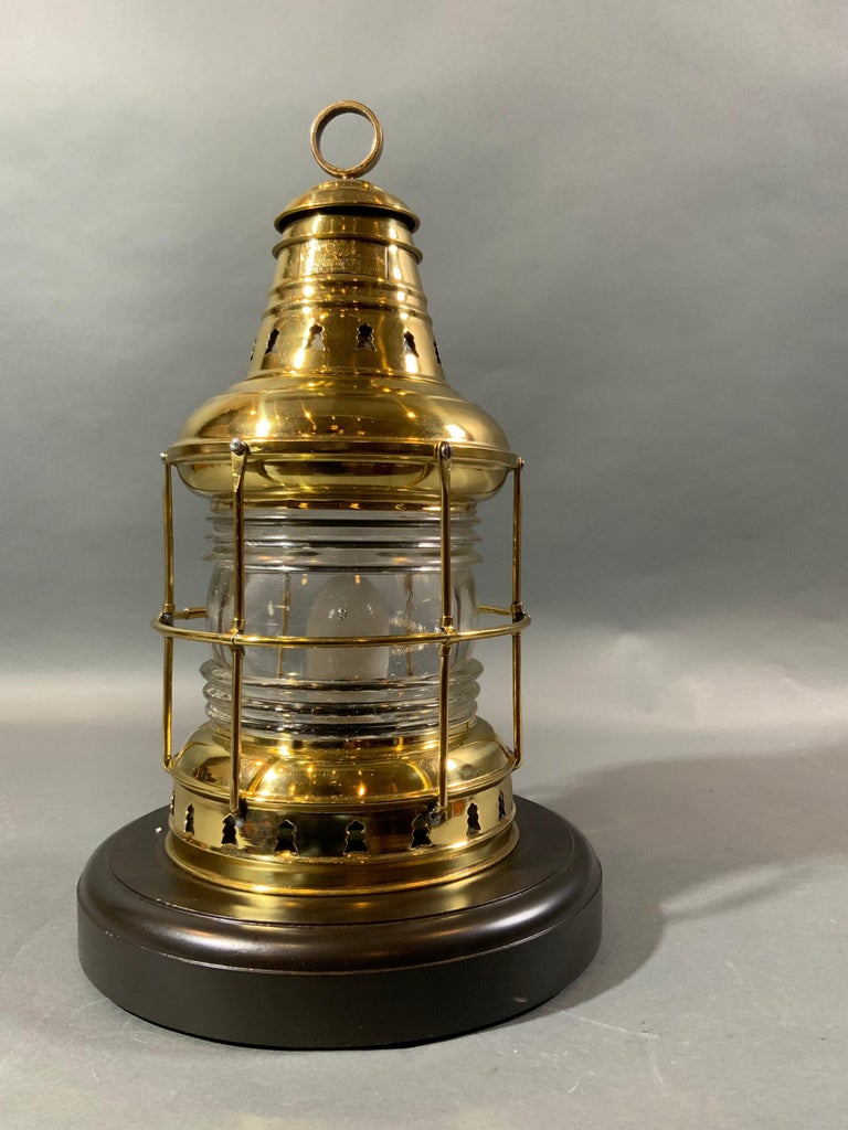 Polished Ships Anchor Lantern by Perkins Marine Lamp Corporation For