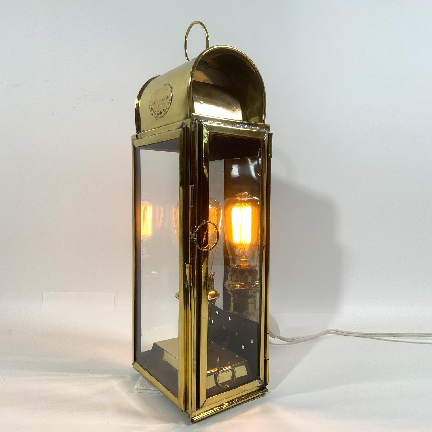 English Polished Ships Cabin Lantern by Davey of London For Sale