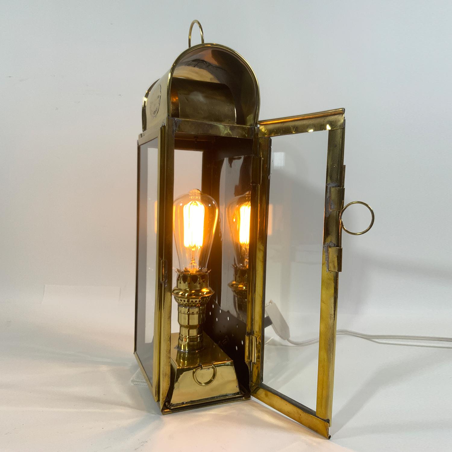 Lacquered Polished Ships Cabin Lantern by Davey of London For Sale