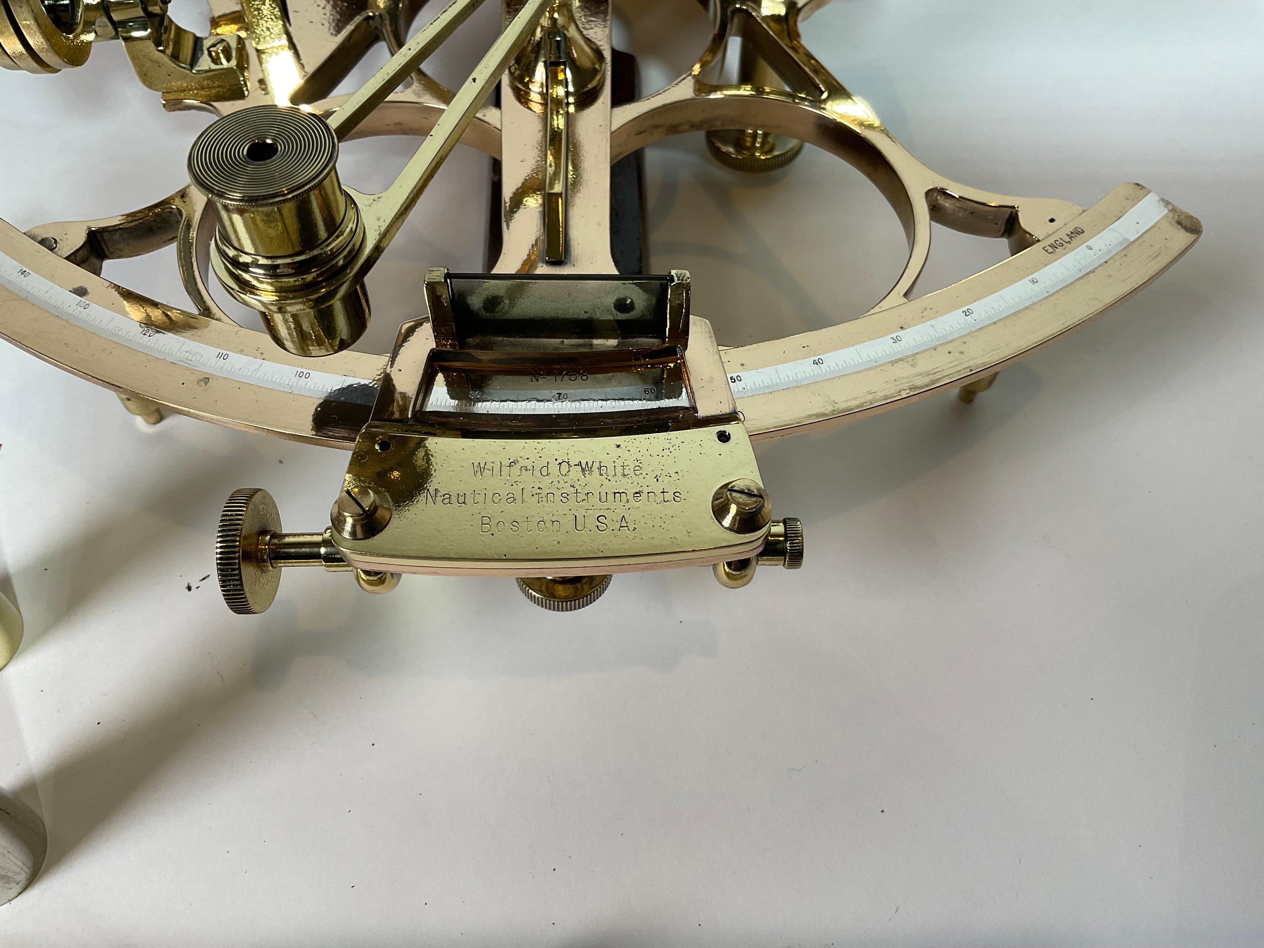 Sestante da nave lucidato in scatola di Wilfred O. White, Boston, USA in vendita 3