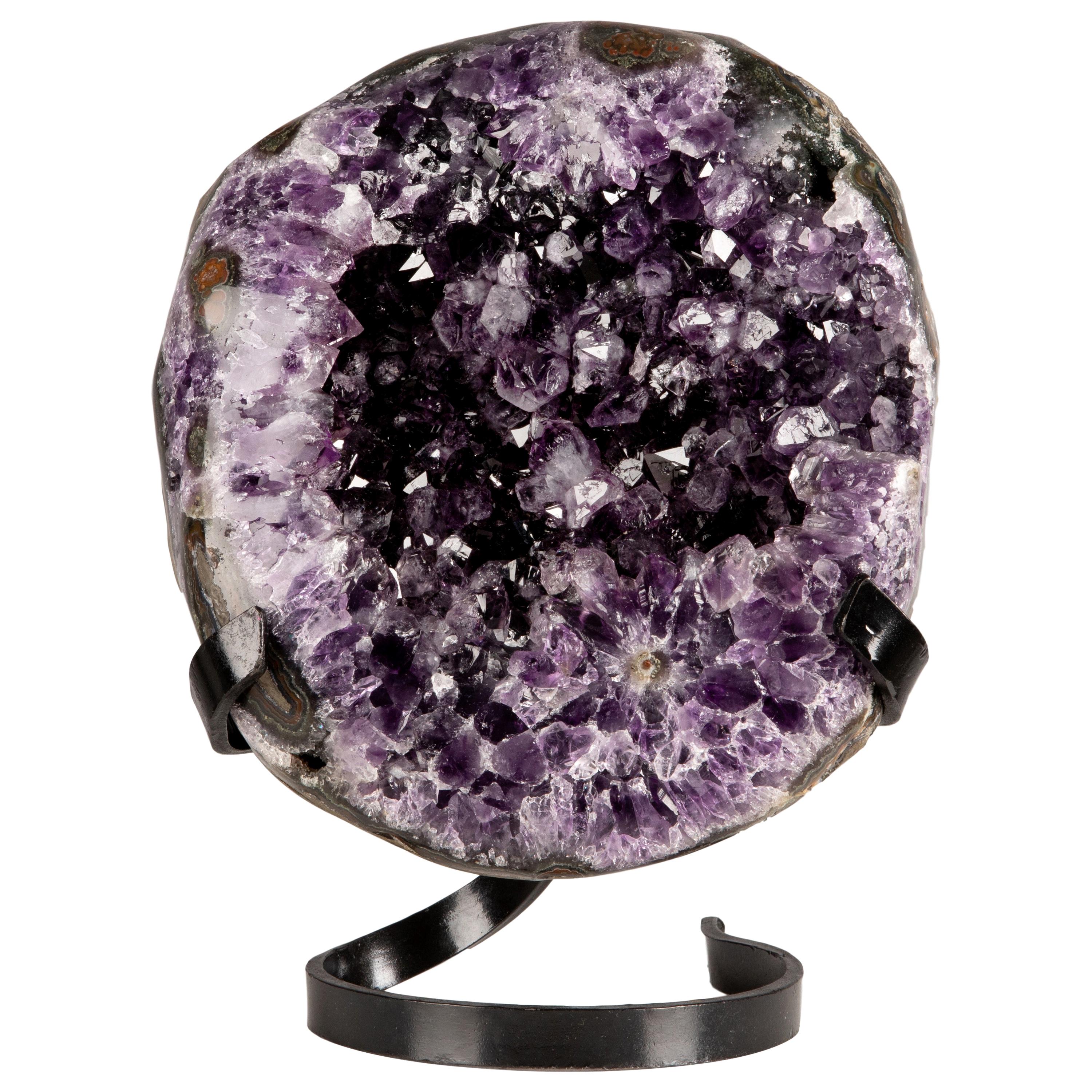 Circular Polished Amethyst Formation - Vibrant Mineral Art For Sale