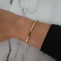 Polished Square Diamond Tennis Bracelet 14k Yellow Gold