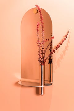 Polished Stainless Mirror with Brushed Brass Vase by Birnam Wood Studio