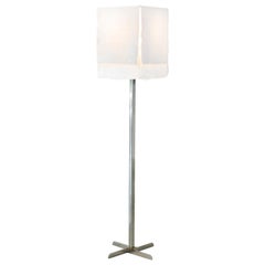 Polished Stainless Steel and Bronze Lamp with Linen Panels by Vivian Carbonell