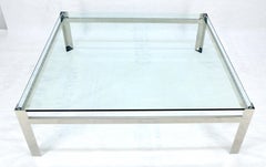 Polished Stainless Steel Base 51x51 Square Base Glass Top MCM Coffee Table MINT