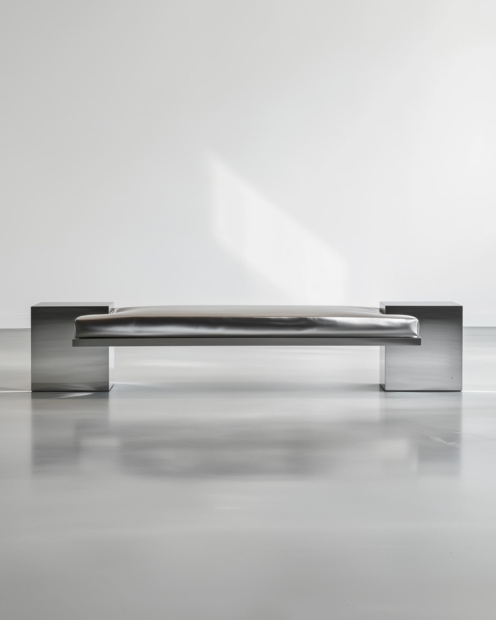 Polished Stainless Steel Chrome Coexist Bench by Slash Objects
