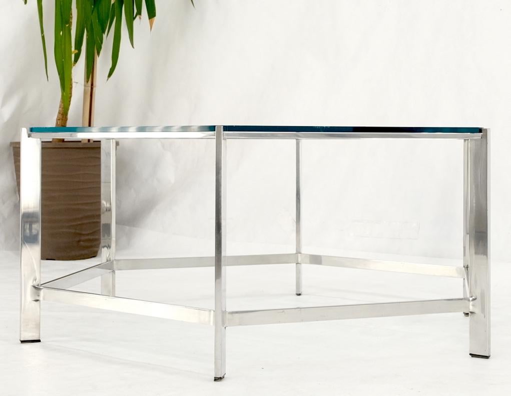 American Polished Stainless Steel Hexagon Glass Top Custom Mid-Century Coffee Table For Sale