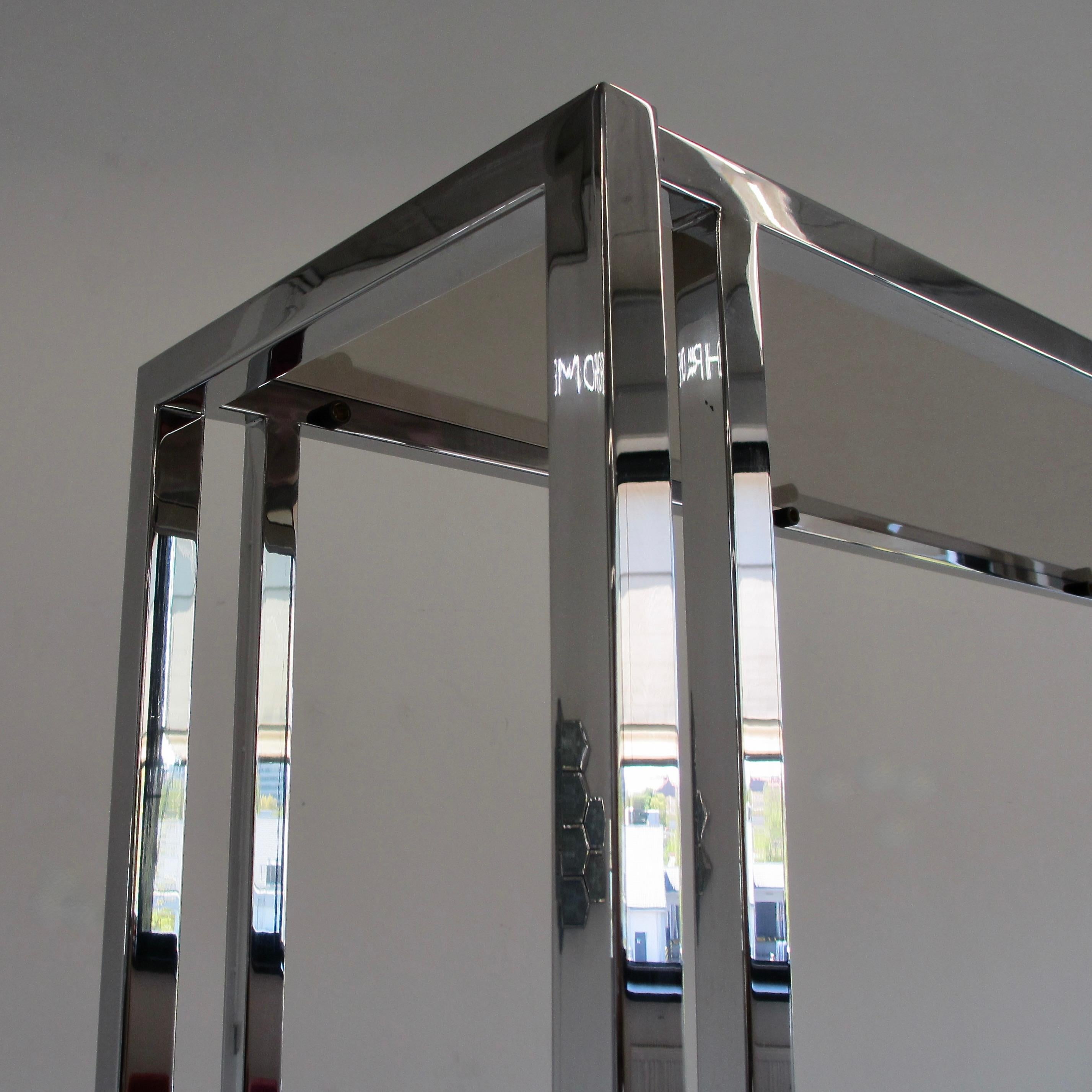 Modern Polished Stainless Steel Library/ Room Divider by Willy Rizzo, Signed For Sale