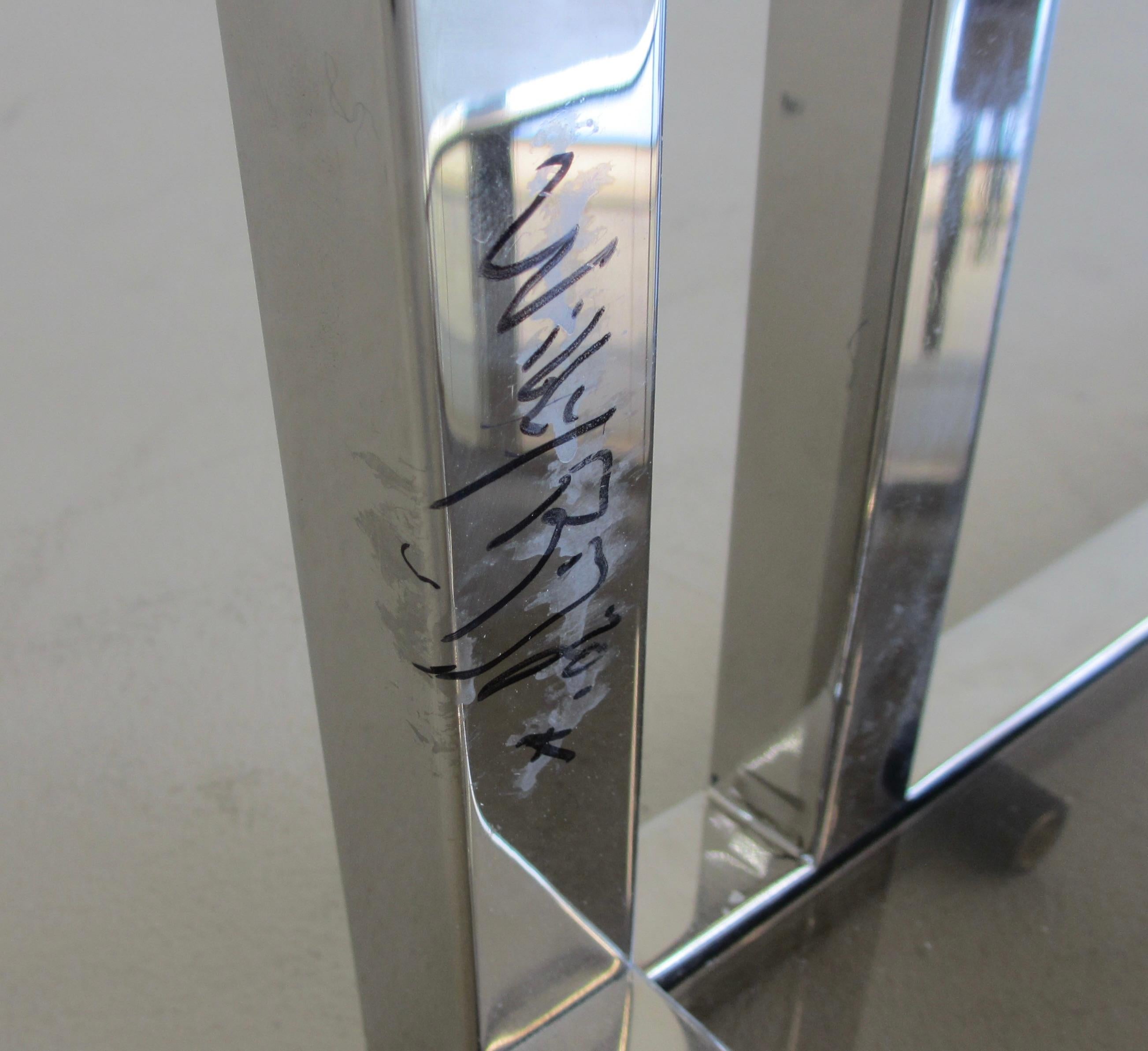 Contemporary Polished Stainless Steel Library/ Room Divider by Willy Rizzo, Signed For Sale