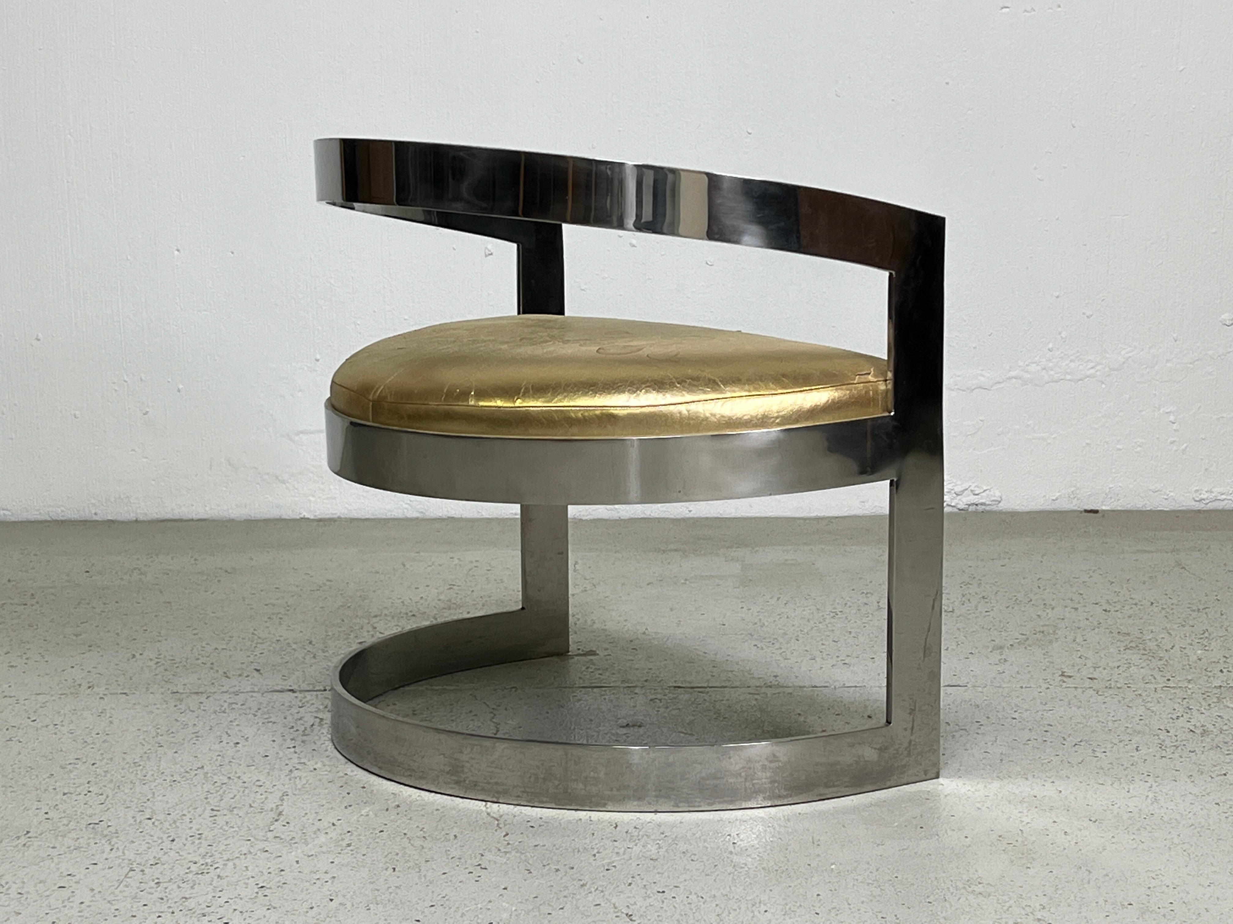 Polished Stainless Steel Lounge Chair Attributed to Karl Springer For Sale 8