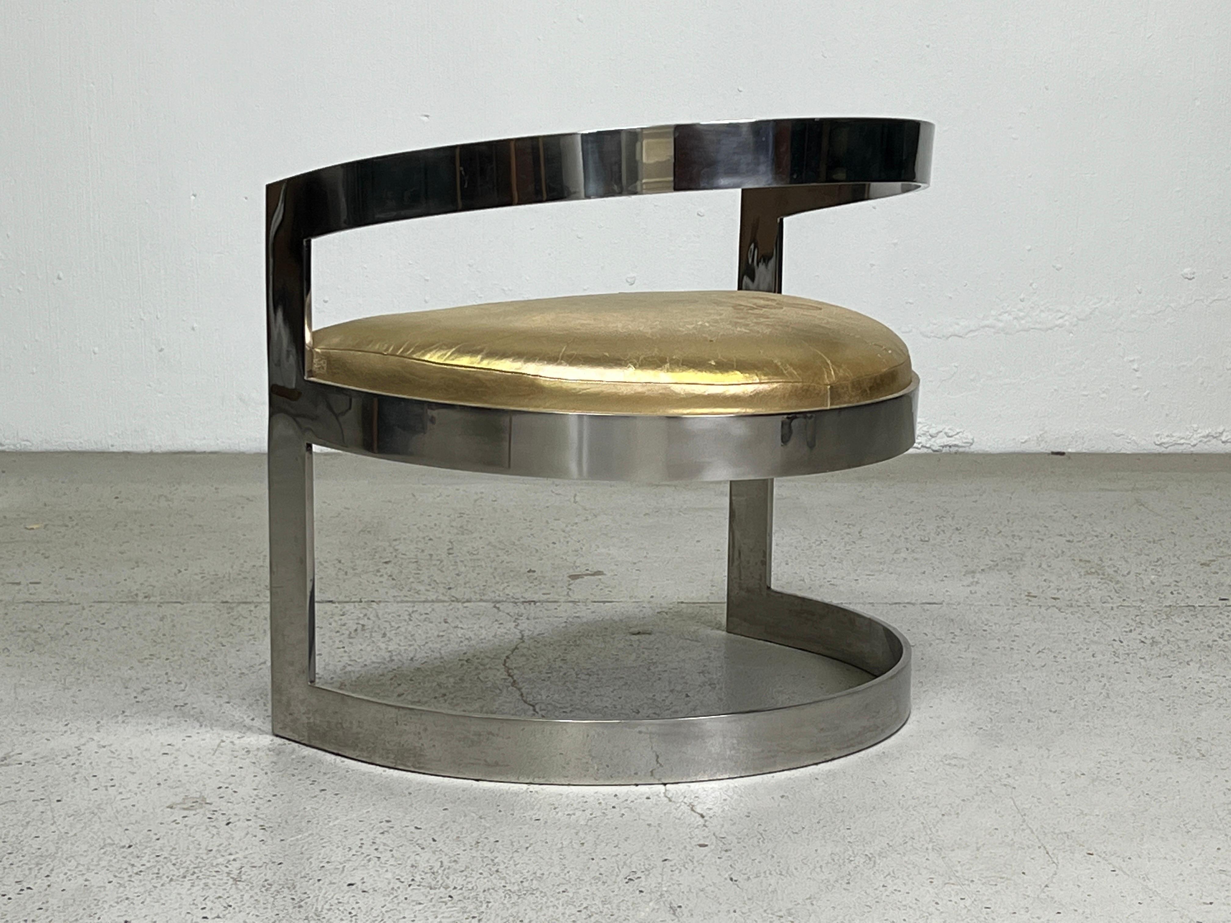 Polished Stainless Steel Lounge Chair Attributed to Karl Springer For Sale 13