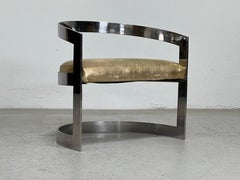 Polished Stainless Steel Lounge Chair Attributed to Karl Springer