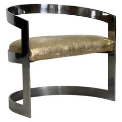 Polished Stainless Steel Lounge Chair Attributed to Karl Springer