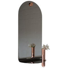 Polished Stainless Steel Mirror with Brushed Brass Vase by Birnam Wood Studio
