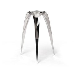 Polished Stainless Steel Triangle Stool/Side Chair by Zhoujie Zhang