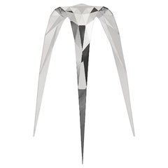 Polished Stainless Steel Triangle Stool/Side Chair by Zhoujie Zhang