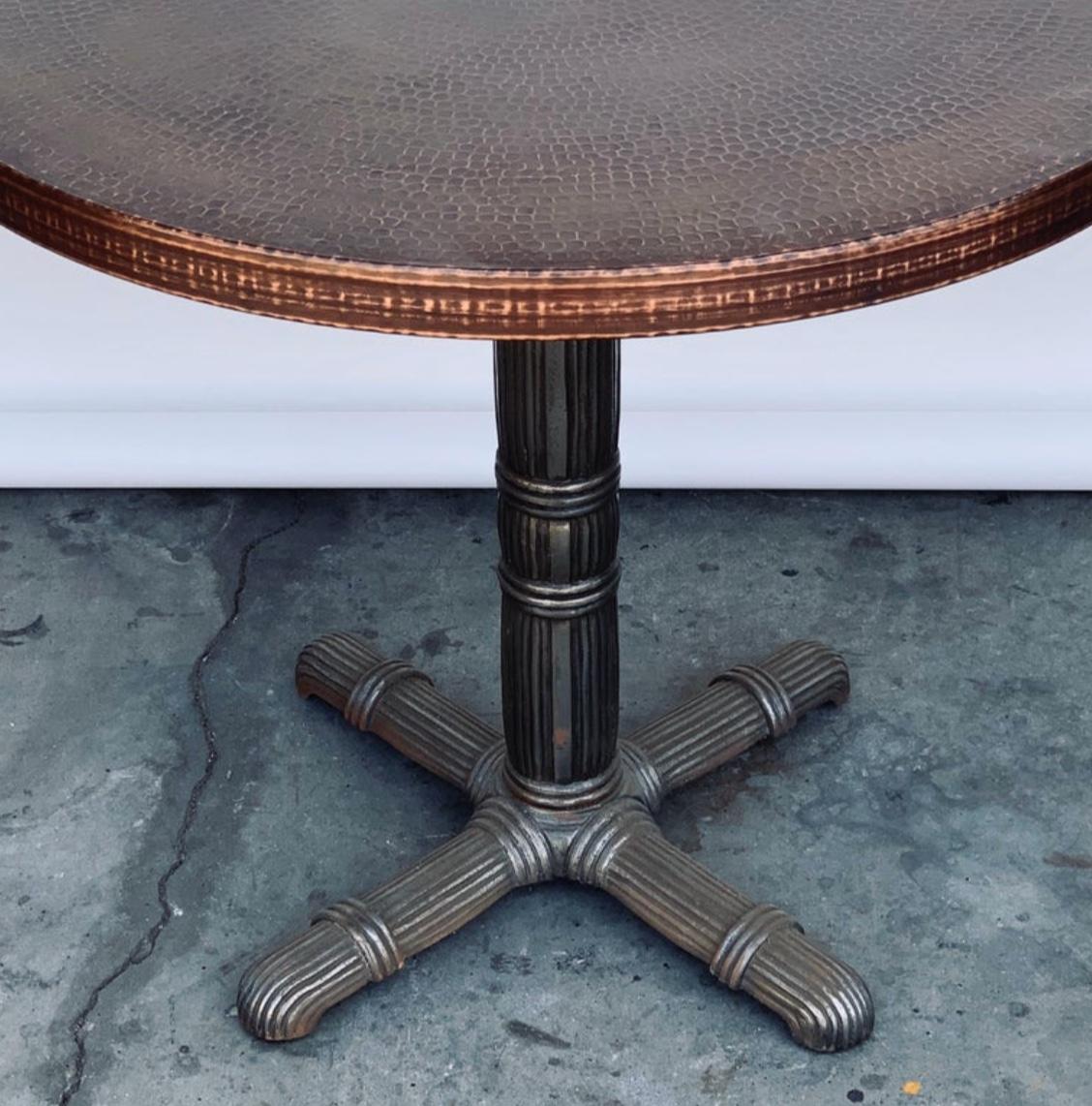 Polished Steel and Antiviral Raw Copper Top Gueridon / Side Table In Excellent Condition For Sale In Los Angeles, CA