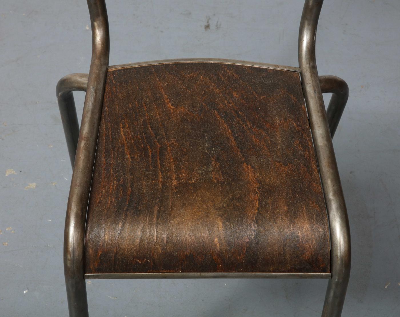 Polished Steel and Bentwood Chair, circa 1940 For Sale 4