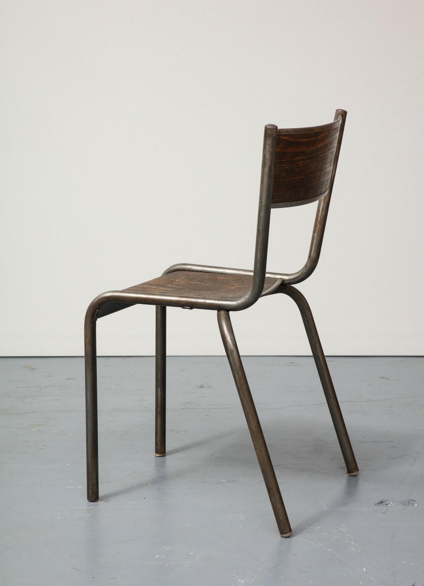 Modern Polished Steel and Bentwood Chair, circa 1940 For Sale
