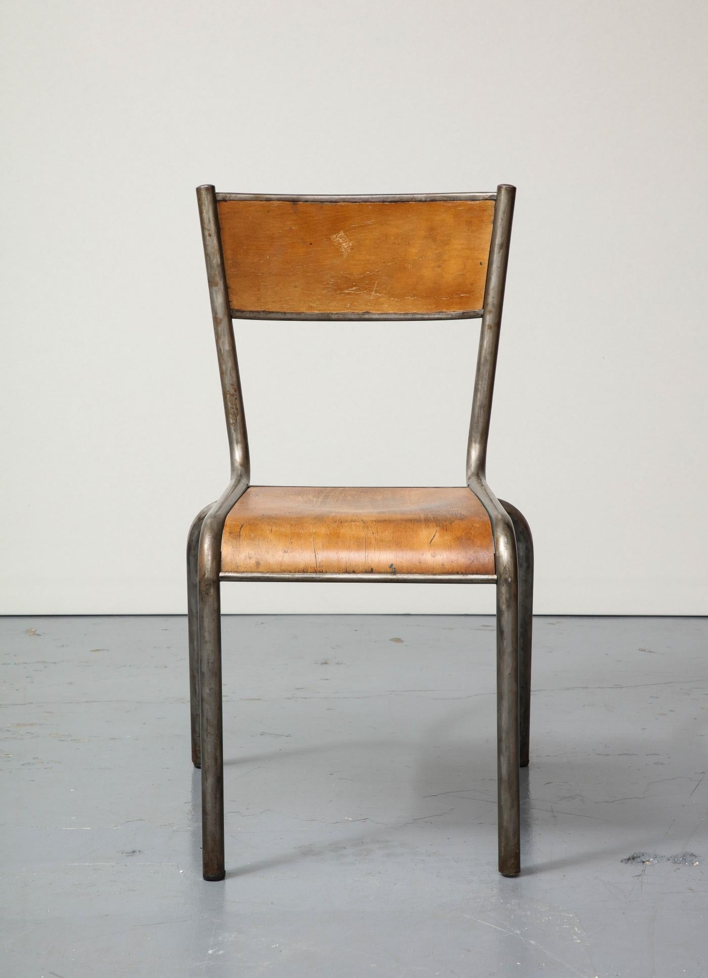 20th Century Polished Steel and Bentwood Chair, circa 1940 For Sale