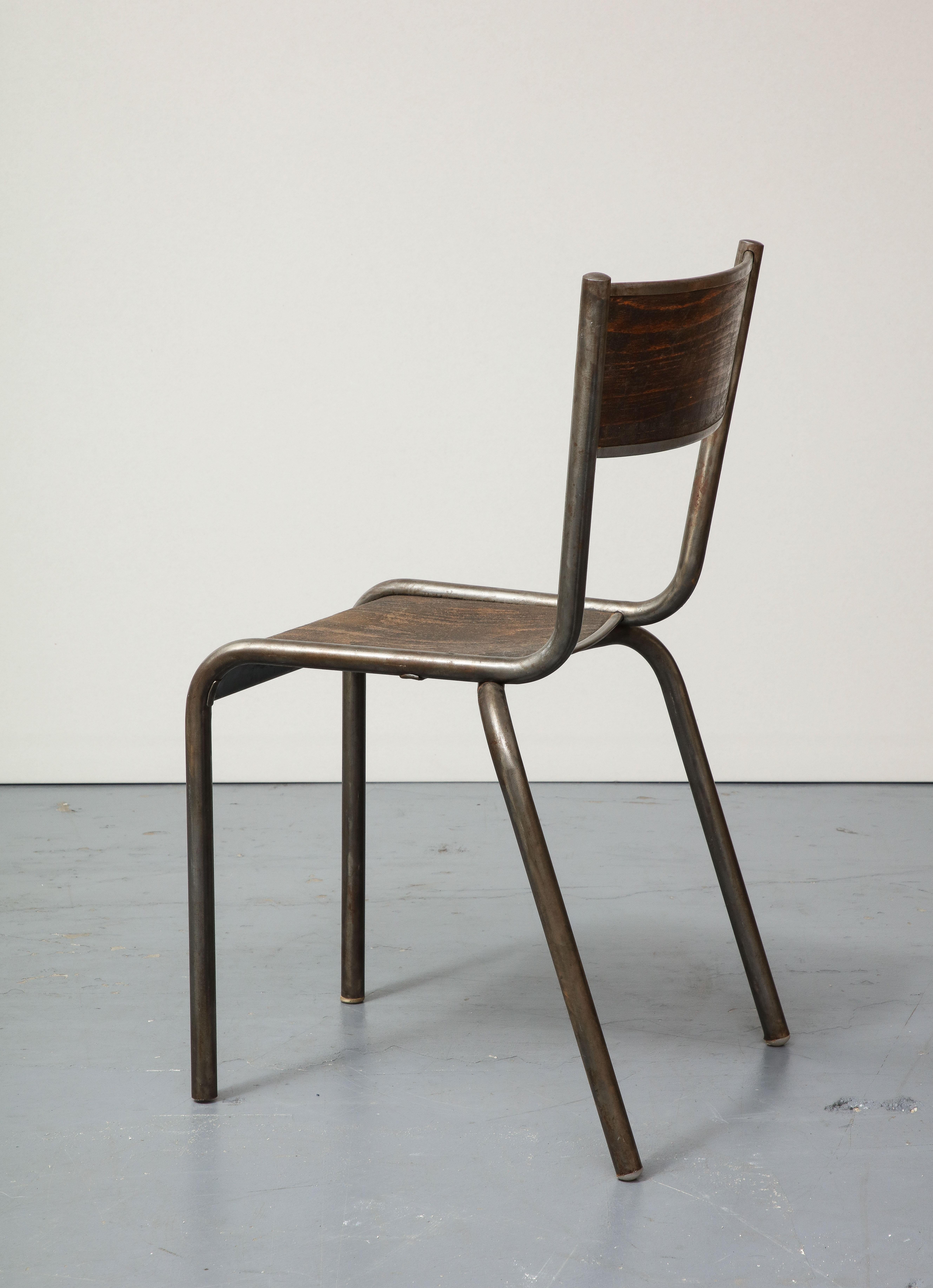 Stuhl aus poliertem Stahl und Bugholz, Frankreich, um 1940 im Angebot 5