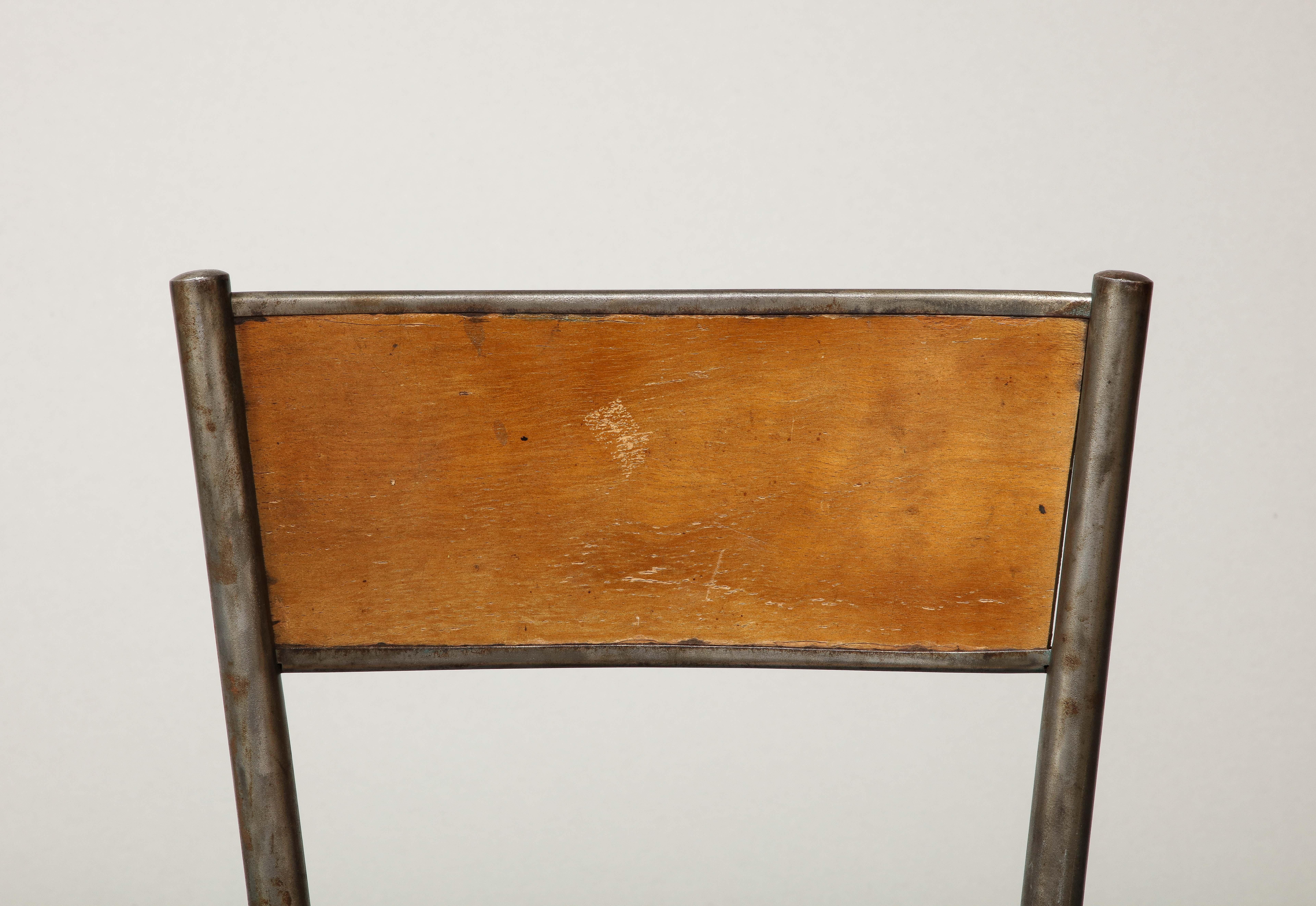 Stuhl aus poliertem Stahl und Bugholz, Frankreich, um 1940 im Angebot 6